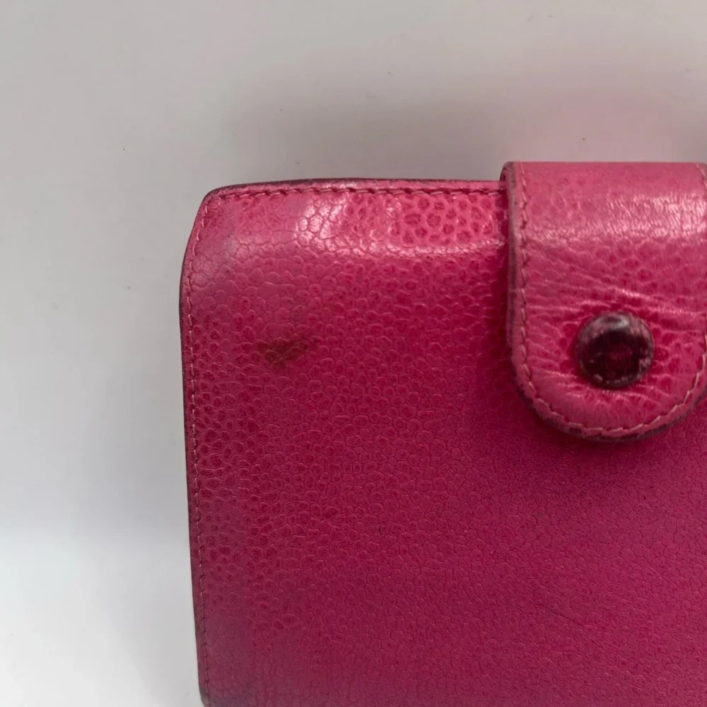 Chanel Pink Caviar Leather Wallet with Iconic CC Logo
